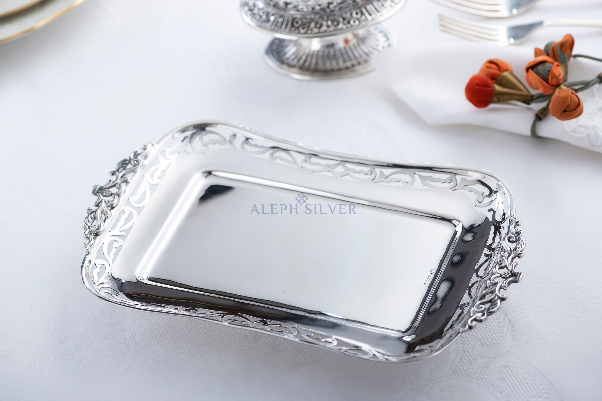 925 Sterling Silver Stunning Pierced Serving Tray 