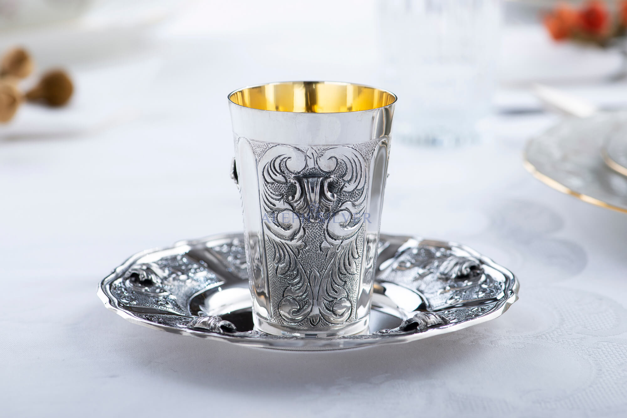 925 Sterling Silver Elegant Handmade Kiddush Cup 
