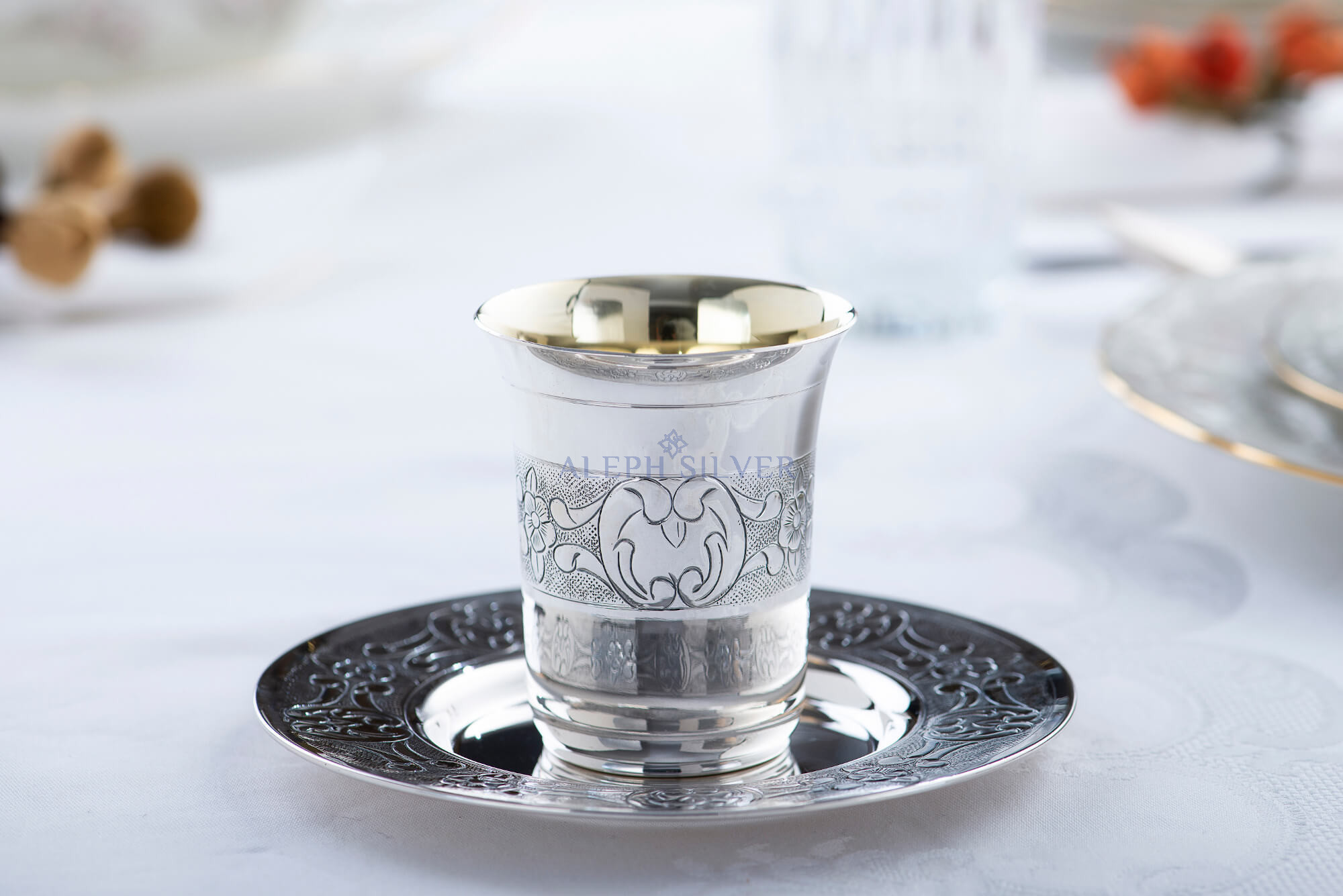 925 Sterling Silver Elegant Handmade Kiddush Cup