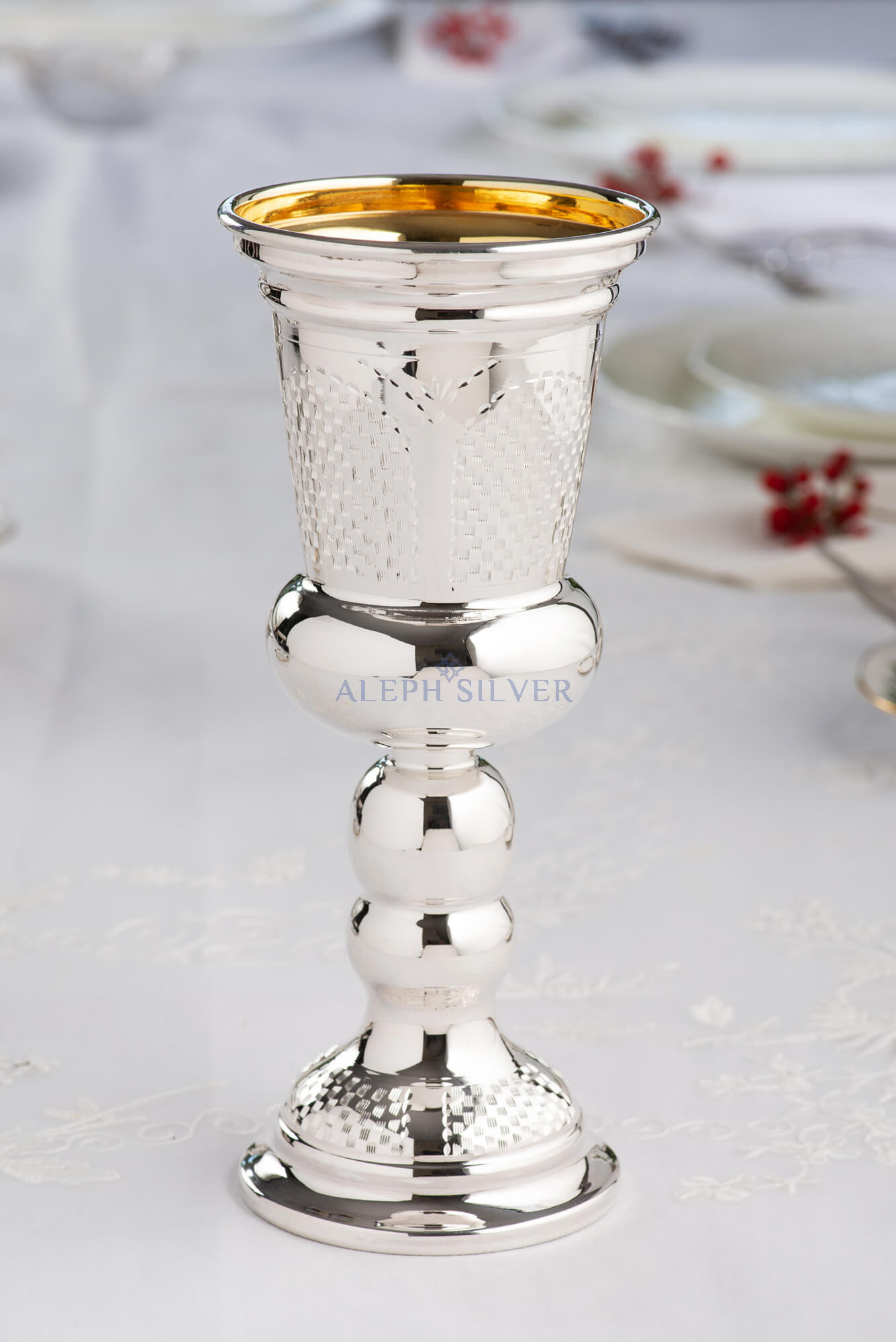 925 Sterling Silver Handmade Stunning Kiddush Cup, Wine Goblet