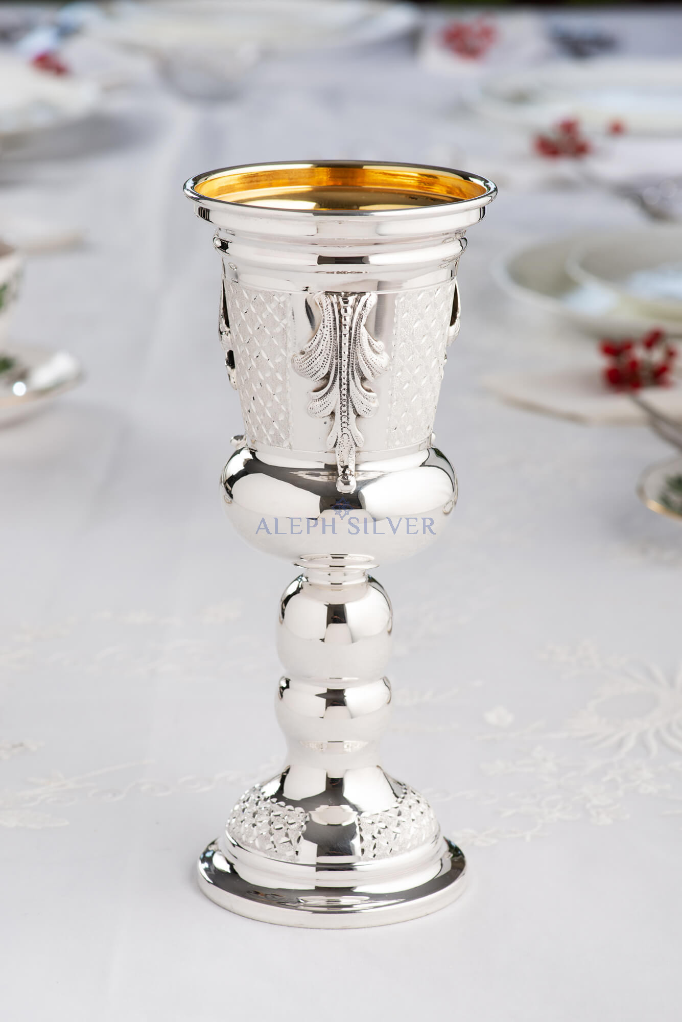 925 Sterling Silver Handmade Elegant Kiddush Cup, Wine Goblet