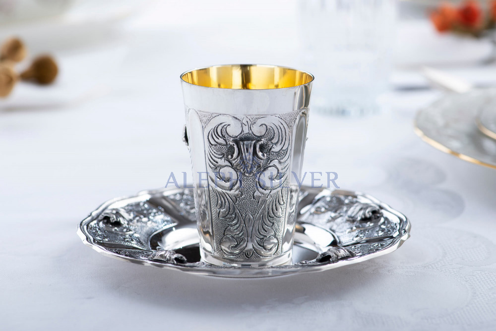 925 Sterling Silver Elegant Handmade Kiddush Cup 