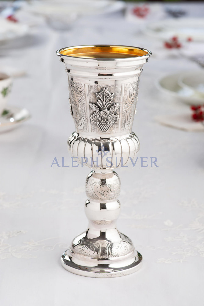 925 Sterling Silver Handmade Unique Silver Kiddush Cup, Wine Goblet