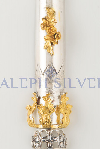 925 Sterling Silver Mezuzah Case with 14K Gold Coated Design 