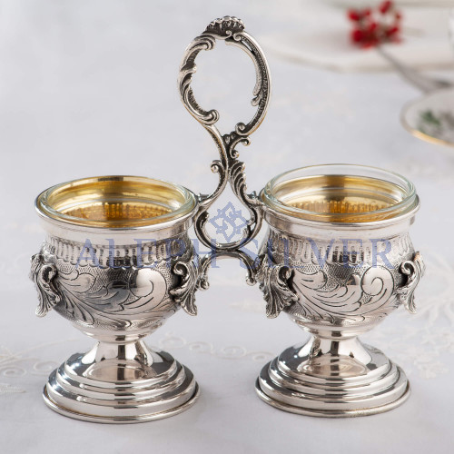 925 Sterling Silver Elegant Handmade Table Salt & Pepper
