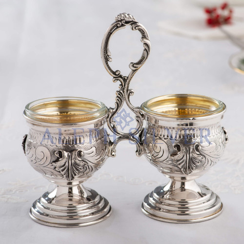 925 Sterling Silver Elegant Handmade Table Salt & Pepper