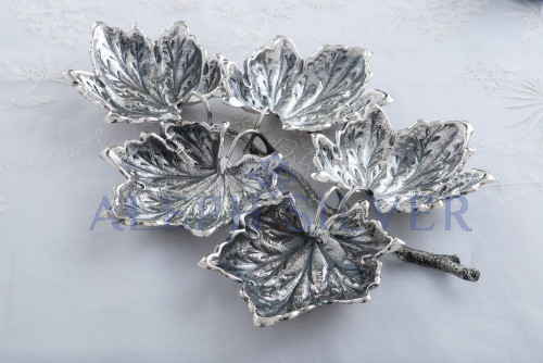 925 Sterling Silver Five Leaves Shaped Bowl
