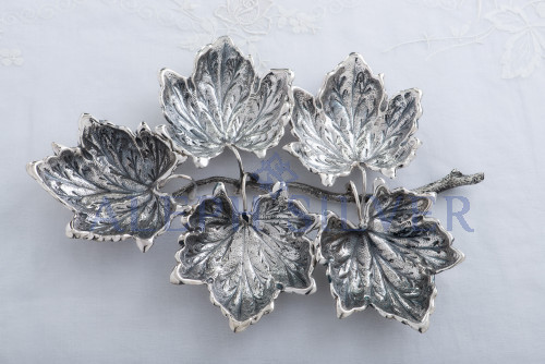 925 Sterling Silver Five Leaves Shaped Bowl