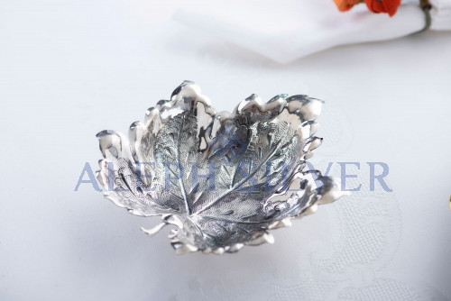 Decorative 925 Sterling Silver Leaf Shaped Bowl