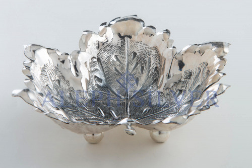 Decorative 925 Sterling Silver Leaf Shaped Bowl