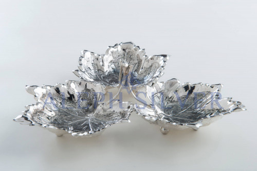 925 Sterling Silver Three Leaves Shaped Bowl
