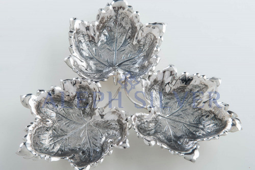 925 Sterling Silver Three Leaves Shaped Bowl