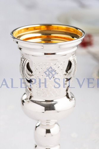 925 Sterling Silver Handmade Elegant Kiddush Cup, Wine Goblet
