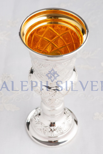 925 Sterling Silver Elegant Handmade Kiddush Cup, Wine Goblet