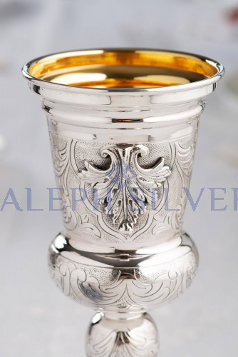 925 Sterling Silver Elegant Handmade Kiddush Cup, Wine Goblet