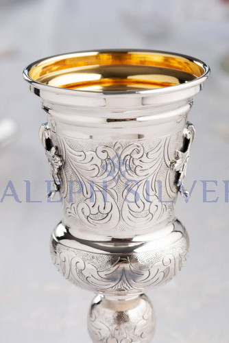 925 Sterling Silver Elegant Handmade Kiddush Cup, Wine Goblet
