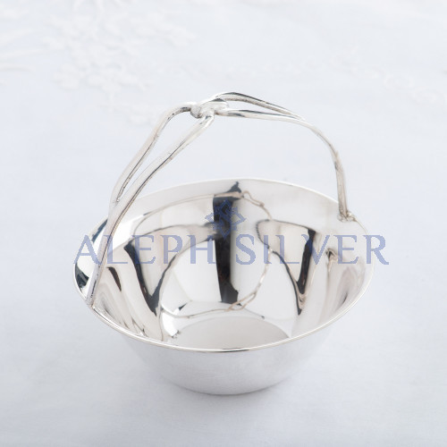 925 Sterling Silver Small Serving Bowl With Decorative Handle