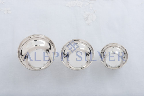 925 Sterling Silver Elegantly Design Small  Bowls with Rope and Flower Pattern on The Outside Rim