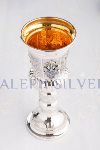 925 Sterling Silver Handmade Unique Silver Kiddush Cup, Wine Goblet