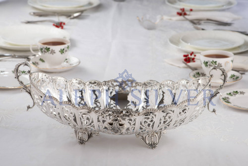 925 Sterling Silver  Pierced  Serving Bowl 